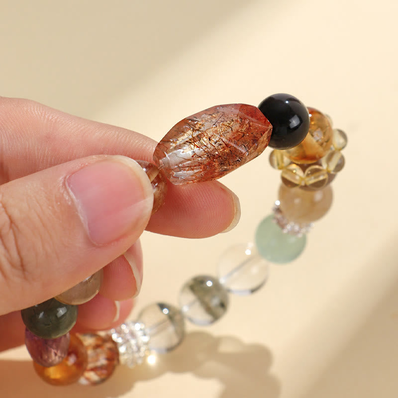 Wear FengShui Super Seven Crystal Topaz Obsidian Tiger Eye Positivity Bracelet