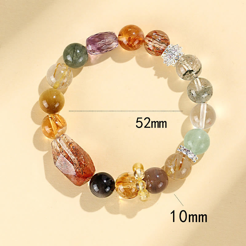 Wear FengShui Super Seven Crystal Topaz Obsidian Tiger Eye Positivity Bracelet