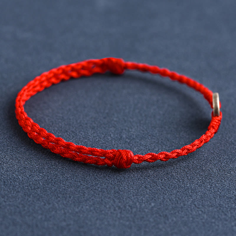Wear FengShui 925 Sterling Silver Five Emperor Coins Red String Protection Luck Braided Bracelet Anklet