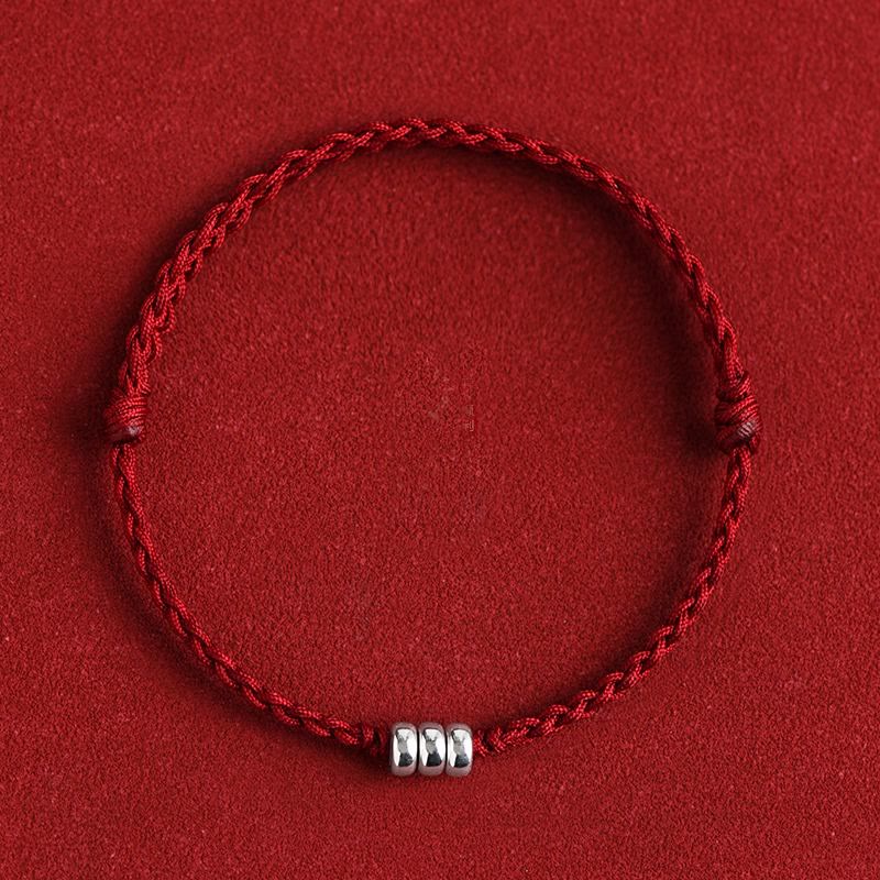 Wear FengShui 925 Sterling Silver Beads Protection Luck Braided Bracelet Anklet