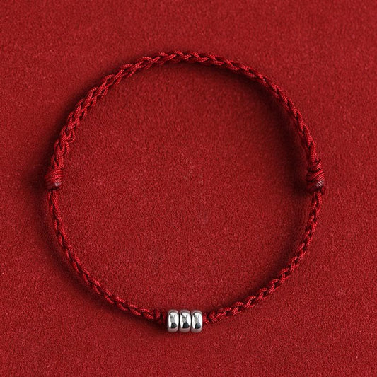 Wear FengShui 925 Sterling Silver Beads Protection Luck Braided Bracelet Anklet