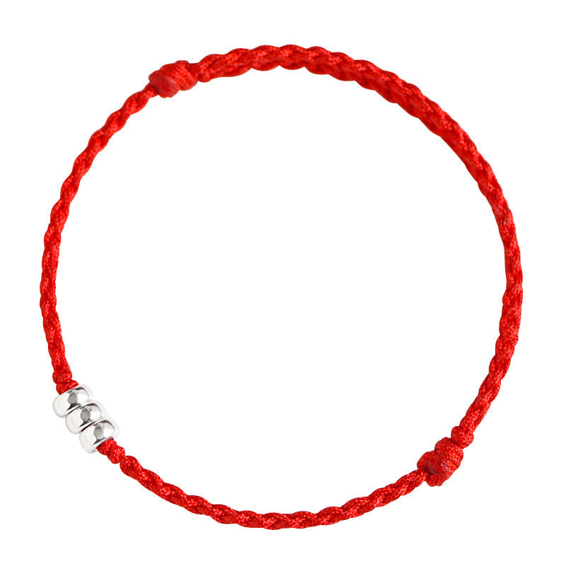 Wear FengShui 925 Sterling Silver Beads Protection Luck Braided Bracelet Anklet