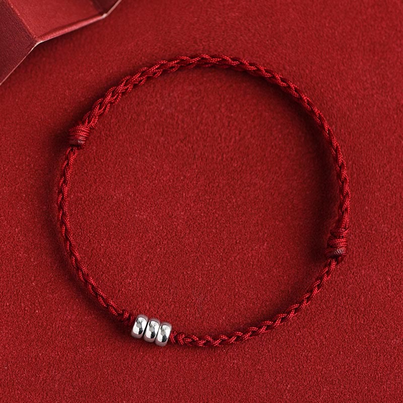 Wear FengShui 925 Sterling Silver Beads Protection Luck Braided Bracelet Anklet