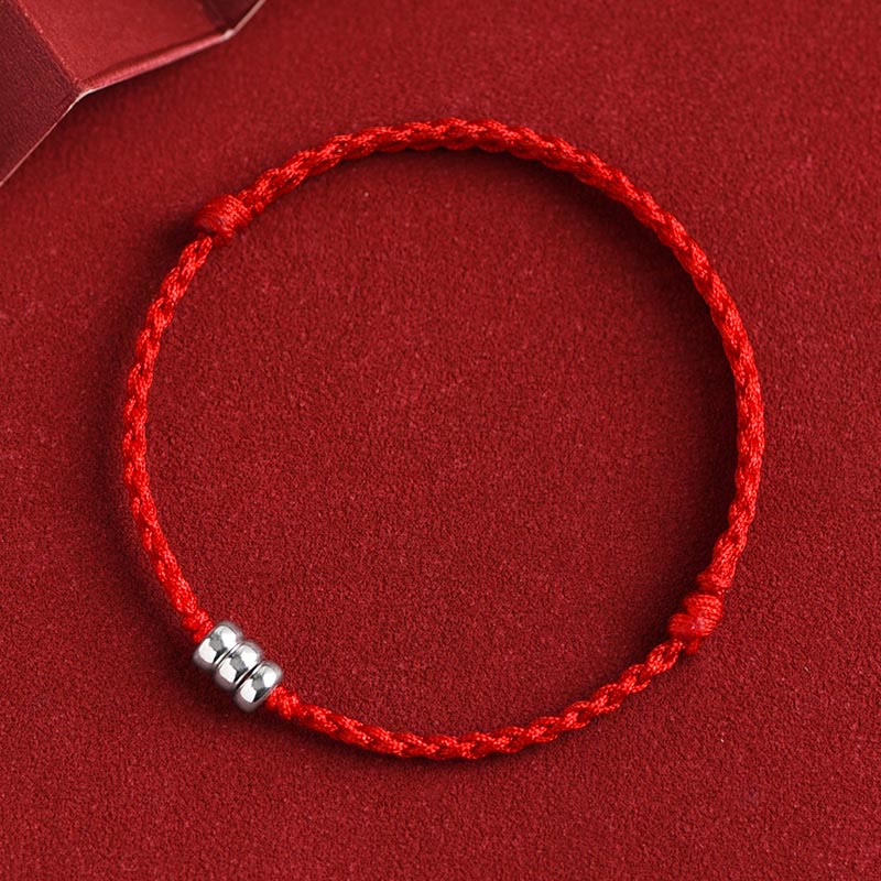 Wear FengShui 925 Sterling Silver Beads Protection Luck Braided Bracelet Anklet