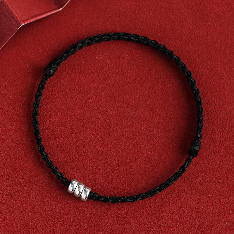 Wear FengShui 925 Sterling Silver Beads Protection Luck Braided Bracelet Anklet