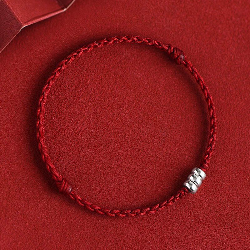 Wear FengShui 925 Sterling Silver Beads Protection Luck Braided Bracelet Anklet