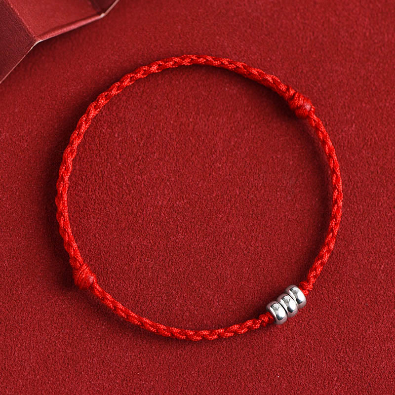 Wear FengShui 925 Sterling Silver Beads Protection Luck Braided Bracelet Anklet
