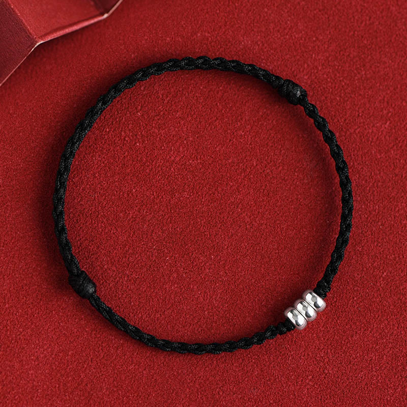 Wear FengShui 925 Sterling Silver Beads Protection Luck Braided Bracelet Anklet