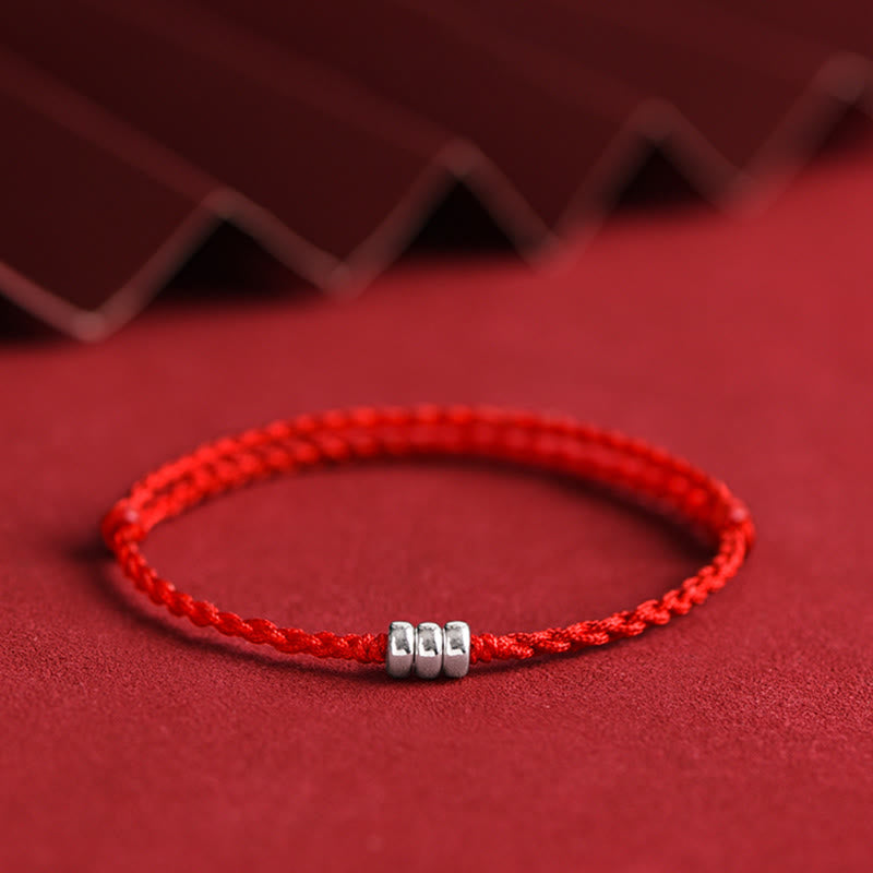 Wear FengShui 925 Sterling Silver Beads Protection Luck Braided Bracelet Anklet