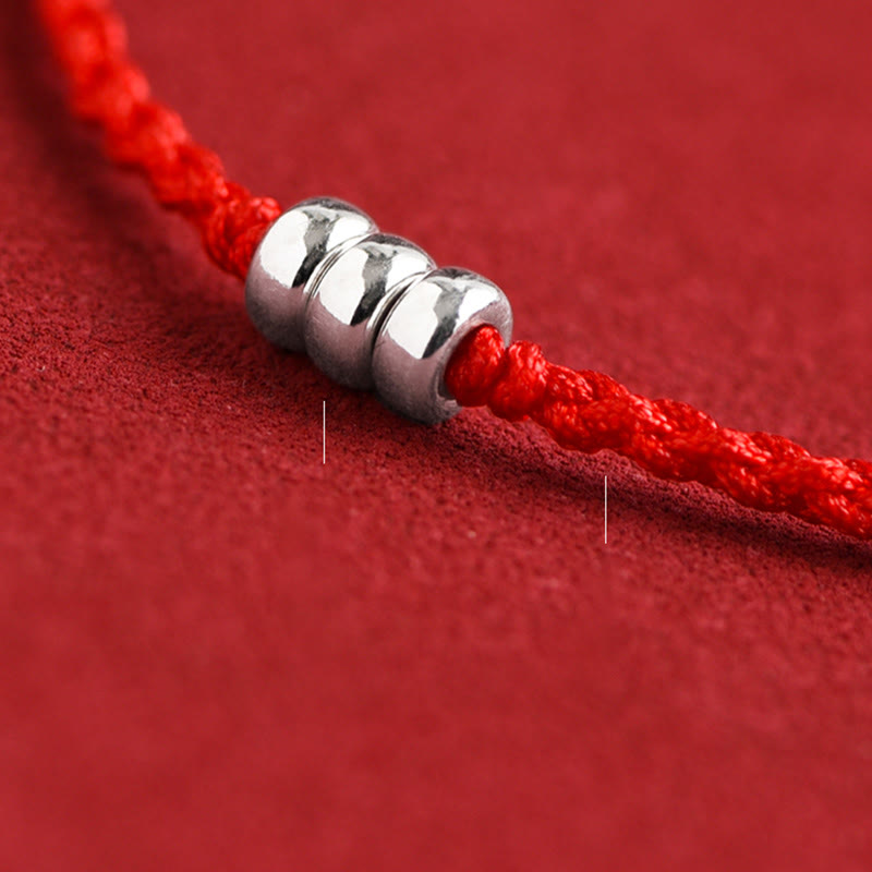 Wear FengShui 925 Sterling Silver Beads Protection Luck Braided Bracelet Anklet