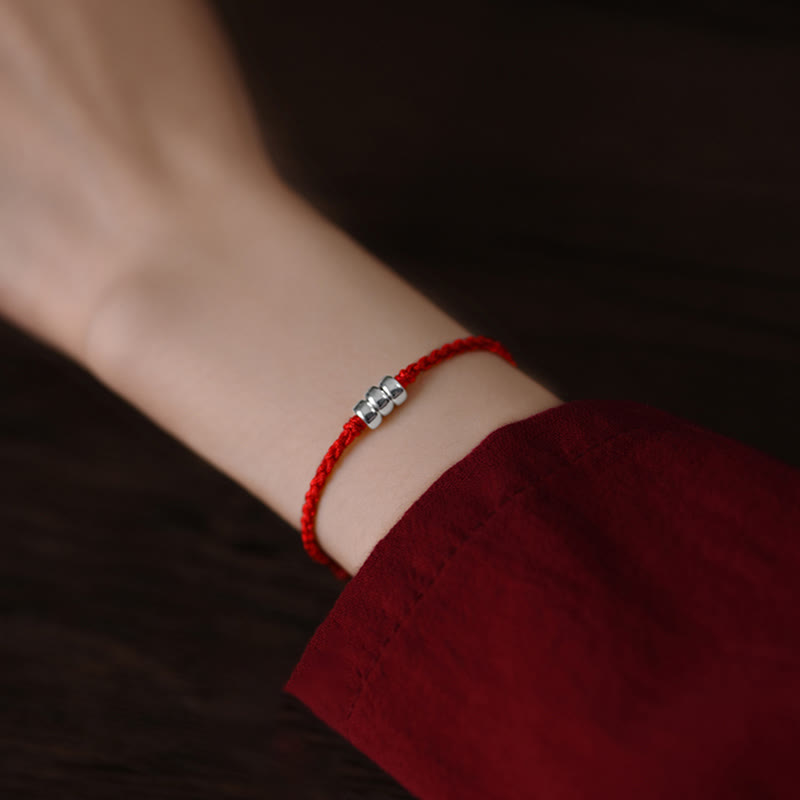 Wear FengShui 925 Sterling Silver Beads Protection Luck Braided Bracelet Anklet