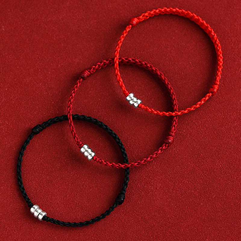 Wear FengShui 925 Sterling Silver Beads Protection Luck Braided Bracelet Anklet