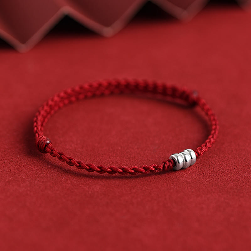 Wear FengShui 925 Sterling Silver Beads Protection Luck Braided Bracelet Anklet