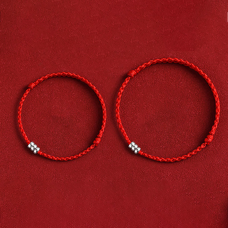 Wear FengShui 925 Sterling Silver Beads Protection Luck Braided Bracelet Anklet