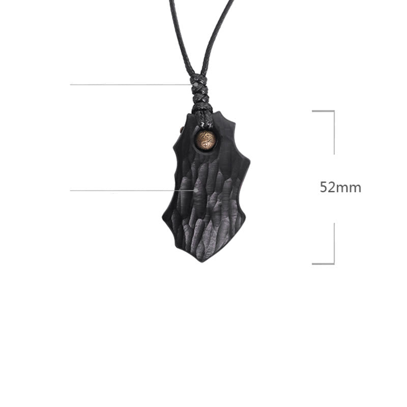 Wear FengShui Ebony Wood Irregular Shape Copper Bead Peace Calm Necklace Pendant