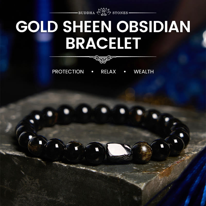 Wear FengShui Gold Sheen Obsidian Black Tourmaline Wealth Bracelet