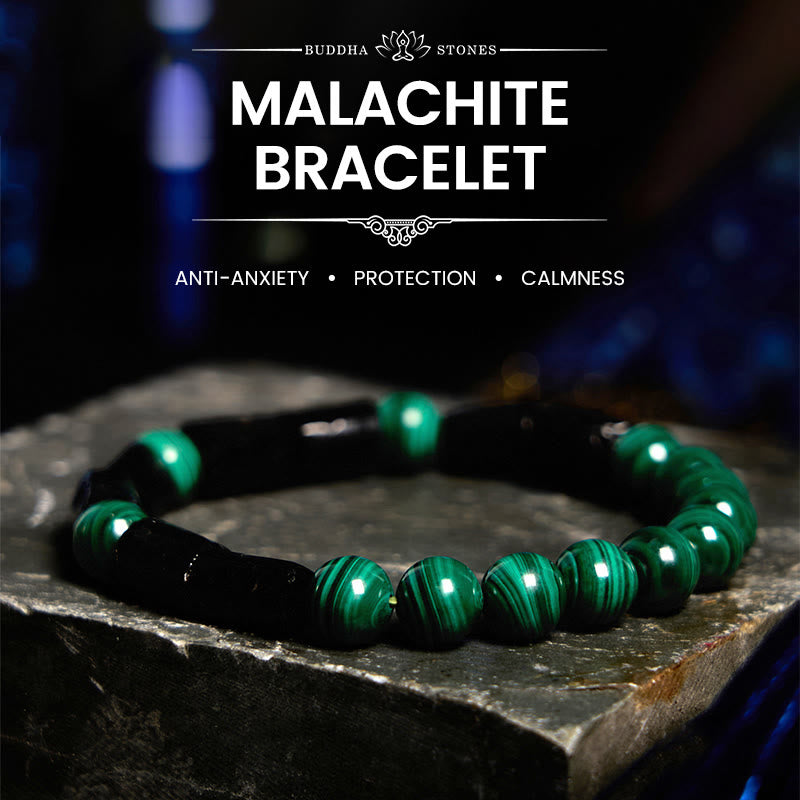 Wear FengShui "May Peace and Power Walk Beside You" Malachite Bracelet Includes Gift Message Card