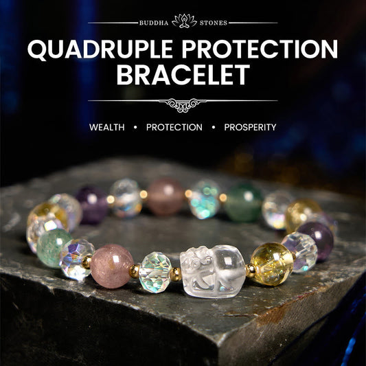 Wear FengShui PiXiu White Crystal Citrine Green Strawberry Quartz Amethyst Luck Bracelet