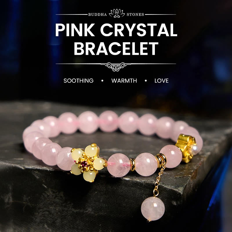 Wear FengShui Pink Crystal Citrine Flower Warmth Bracelet