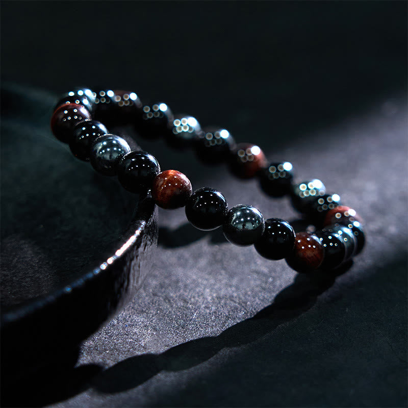 Wear FengShui Natural Tiger's Eye Obsidian Hematite Positive Powerful Bracelet