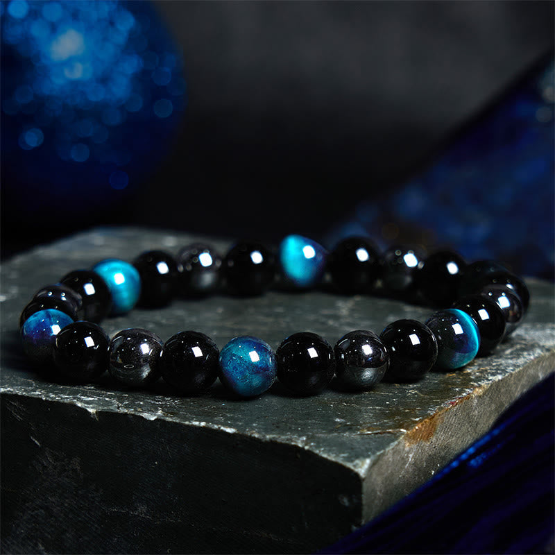 Wear FengShui Natural Tiger's Eye Obsidian Hematite Positive Powerful Bracelet