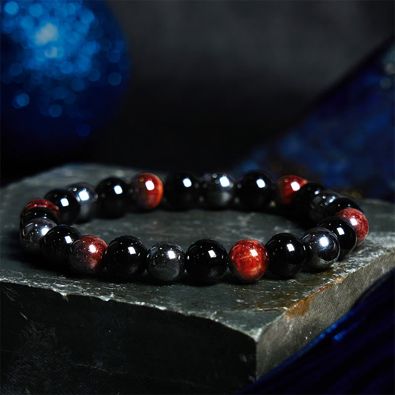 Wear FengShui Natural Tiger's Eye Obsidian Hematite Positive Powerful Bracelet