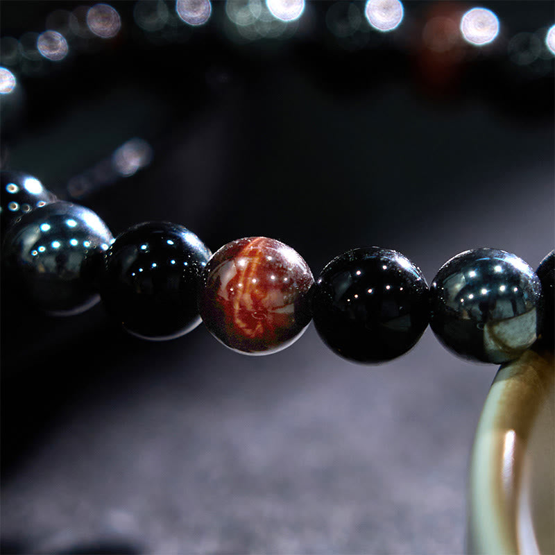 Wear FengShui Natural Tiger's Eye Obsidian Hematite Positive Powerful Bracelet