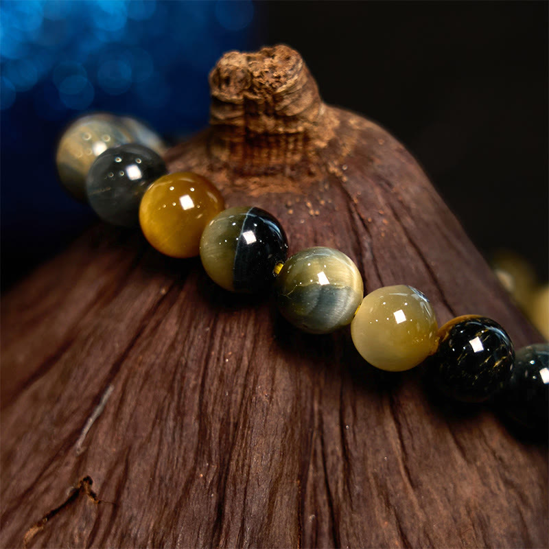 Wear FengShui Yellow Blue Tiger Eye Courage Bracelet