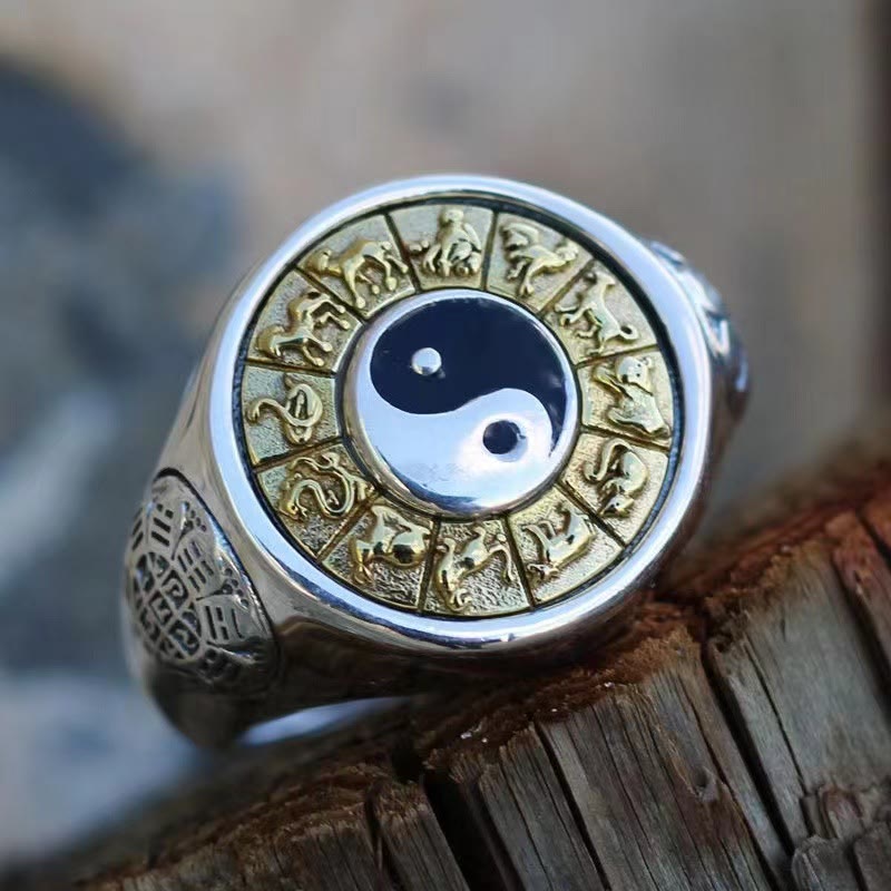 Wear FengShui Yin Yang Chinese Zodiac Copper Wealth Adjustable Ring