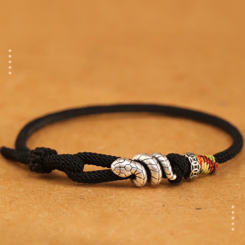 Wear FengShui Red String 925 Sterling Silver Year of the Snake Coin Ring Snake Luck Bracelet