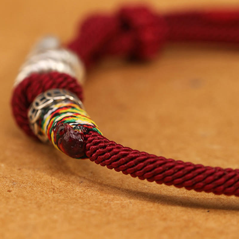 Wear FengShui Red String 925 Sterling Silver Year of the Snake Coin Ring Snake Luck Bracelet