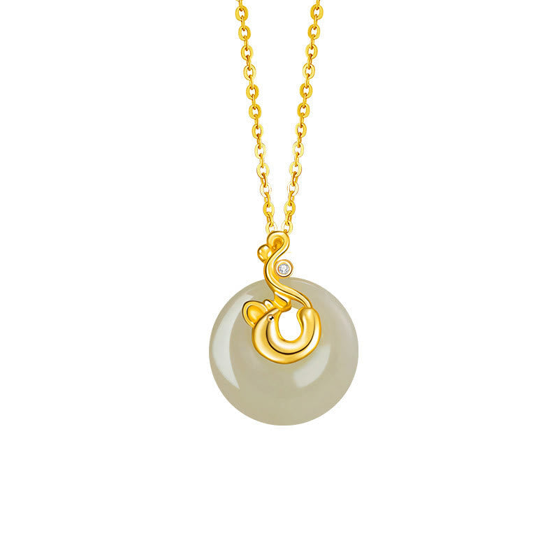 Wear FengShui Chinese Zodiac Hetian Jade 925 Sterling Silver Abundance Necklace Pendant