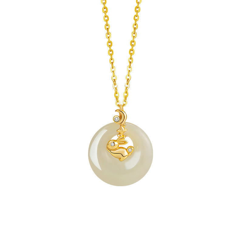 Wear FengShui Chinese Zodiac Hetian Jade 925 Sterling Silver Abundance Necklace Pendant