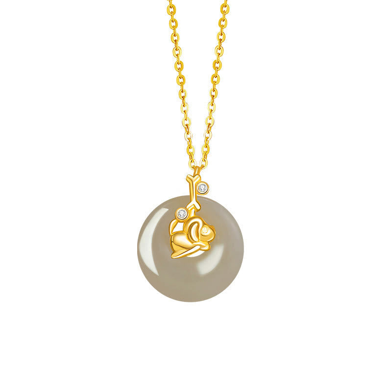 Wear FengShui Chinese Zodiac Hetian Jade 925 Sterling Silver Abundance Necklace Pendant