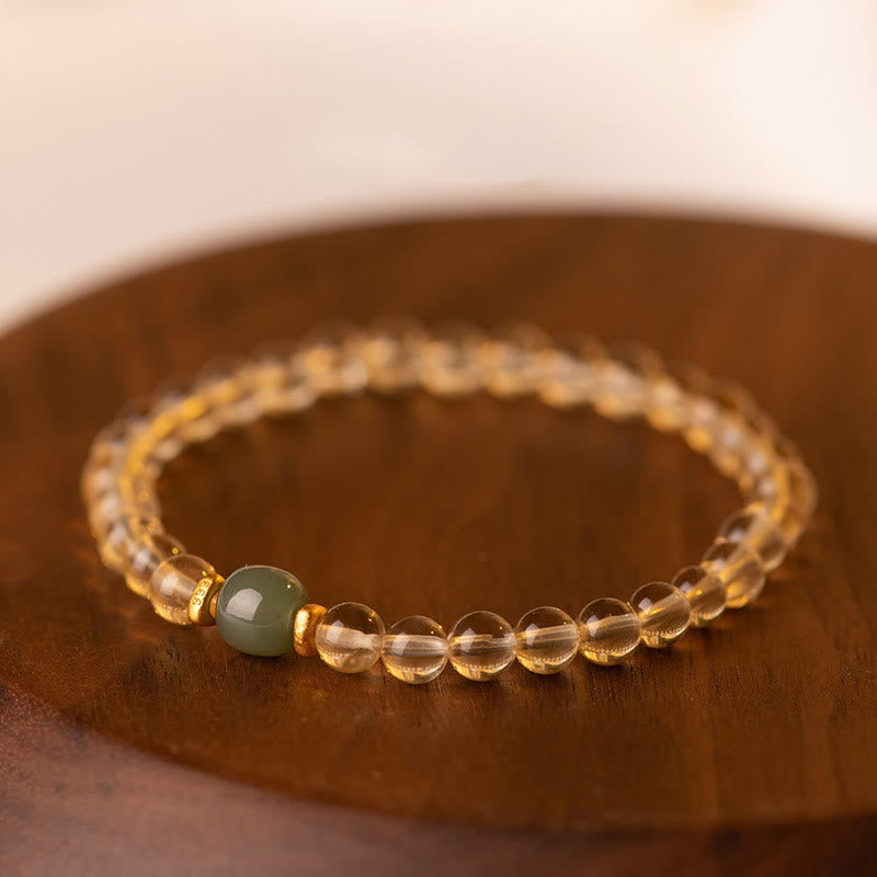 Wear FengShui Small Citrine Jade Beads Prosperity Bracelet