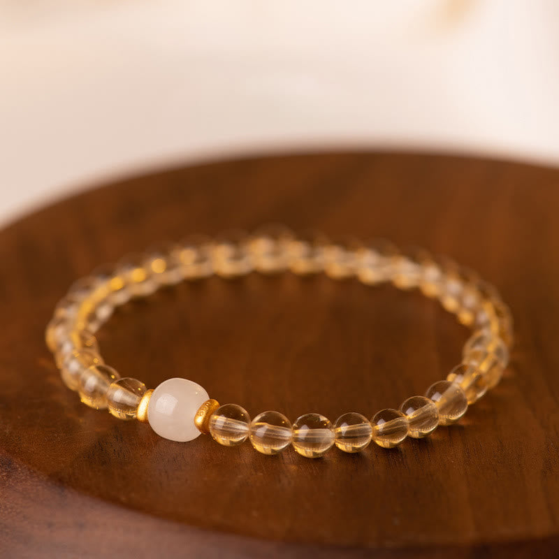 Wear FengShui Small Citrine Jade Beads Prosperity Bracelet