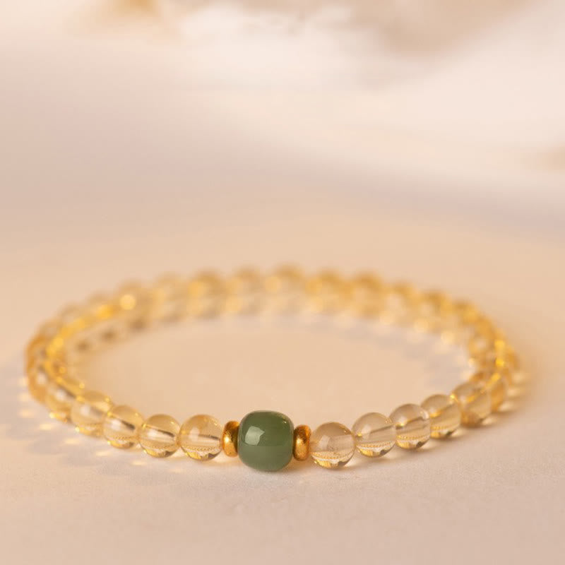 Wear FengShui Small Citrine Jade Beads Prosperity Bracelet