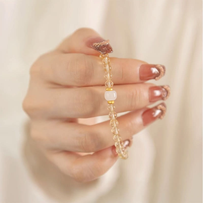 Wear FengShui Small Citrine Jade Beads Prosperity Bracelet