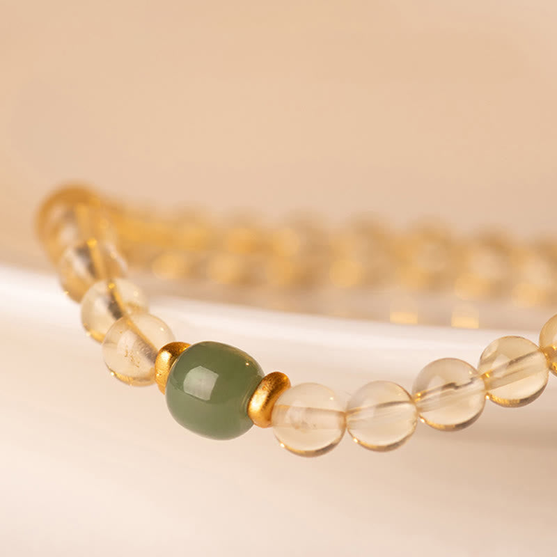 Wear FengShui Small Citrine Jade Beads Prosperity Bracelet