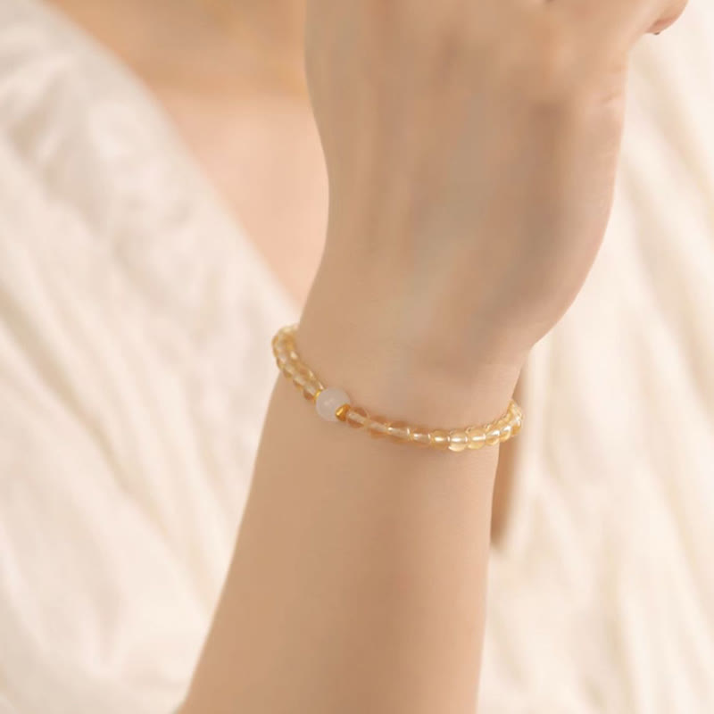Wear FengShui Small Citrine Jade Beads Prosperity Bracelet