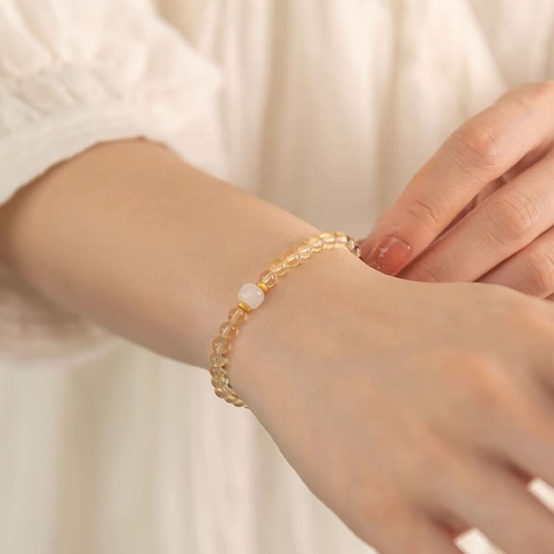 Wear FengShui Small Citrine Jade Beads Prosperity Bracelet