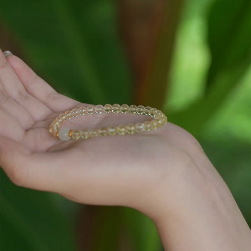 Wear FengShui Small Citrine Jade Beads Prosperity Bracelet