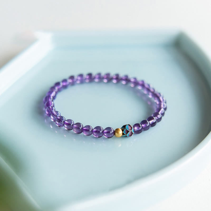 Wear FengShui Natural Amethyst Lotus Spiritual Awareness Bracelet