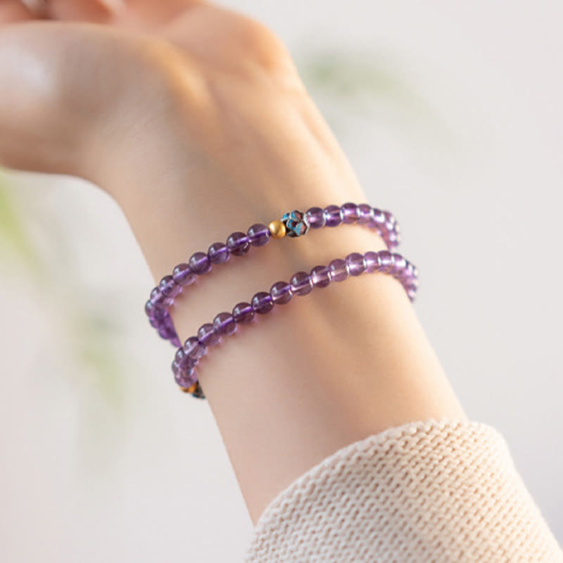 Wear FengShui Natural Amethyst Lotus Spiritual Awareness Bracelet