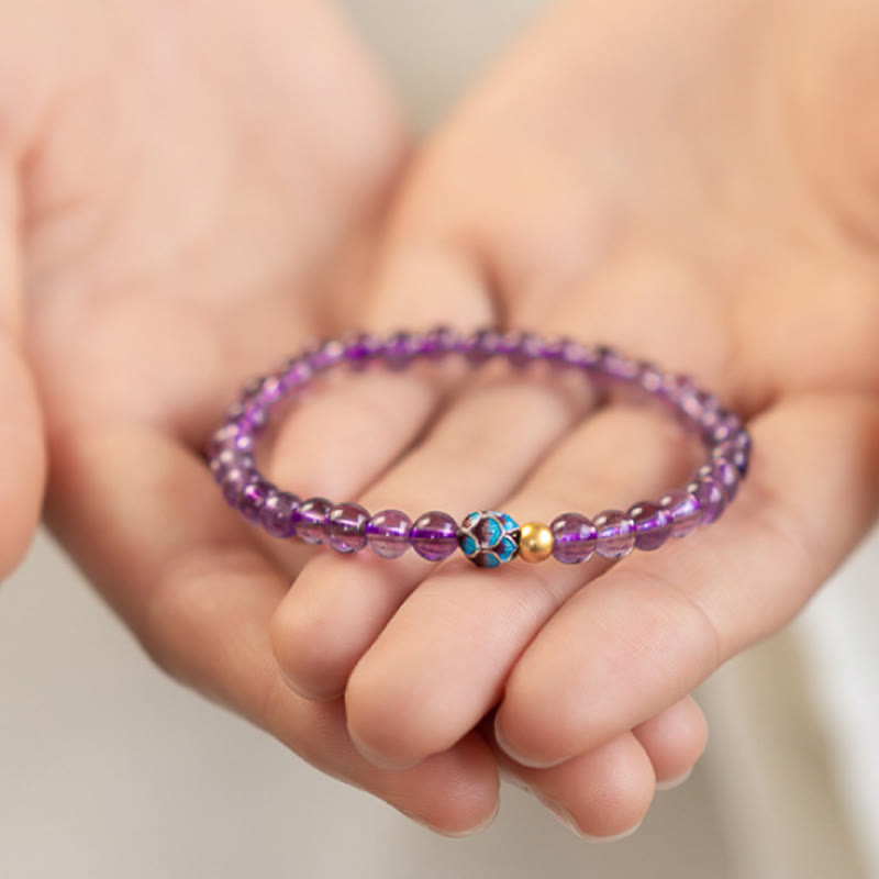 Wear FengShui Natural Amethyst Lotus Spiritual Awareness Bracelet
