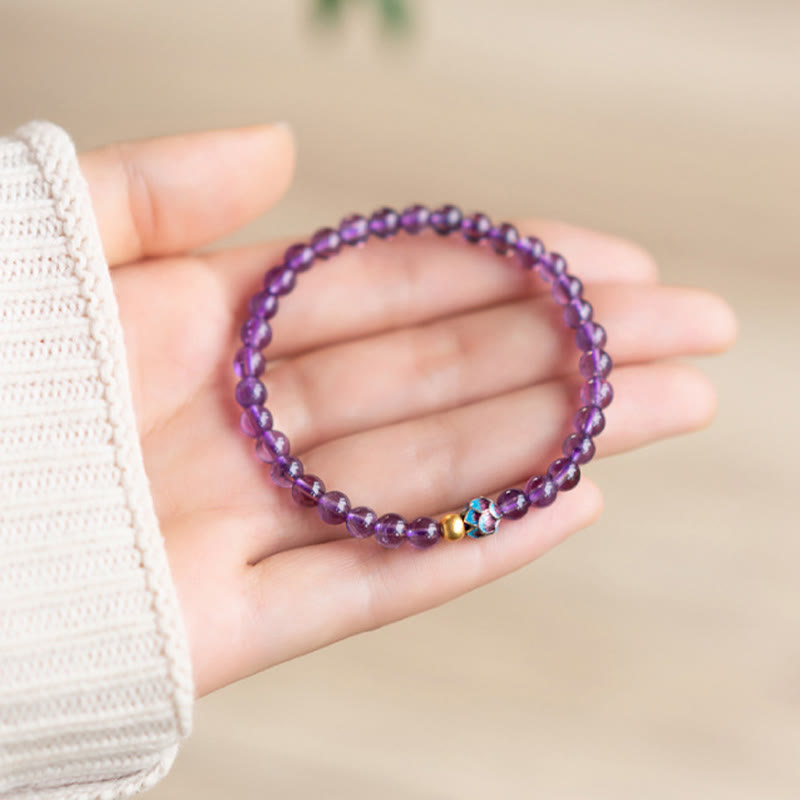 Wear FengShui Natural Amethyst Lotus Spiritual Awareness Bracelet