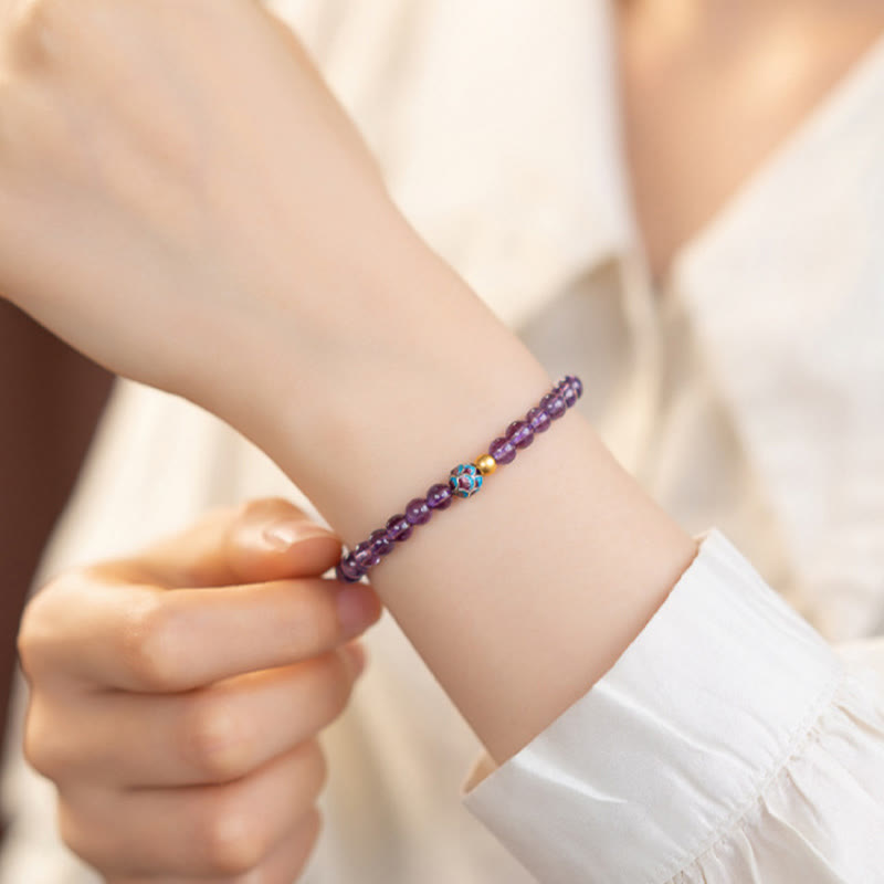 Wear FengShui Natural Amethyst Lotus Spiritual Awareness Bracelet