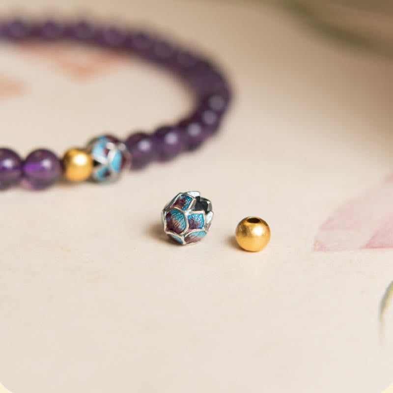 Wear FengShui Natural Amethyst Lotus Spiritual Awareness Bracelet