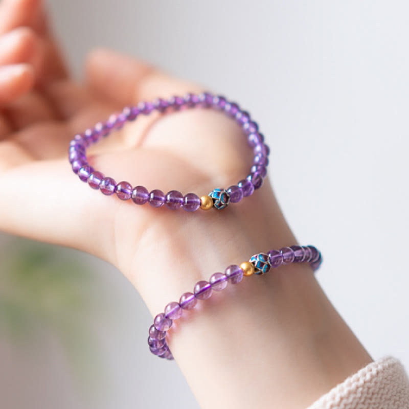 Wear FengShui Natural Amethyst Lotus Spiritual Awareness Bracelet
