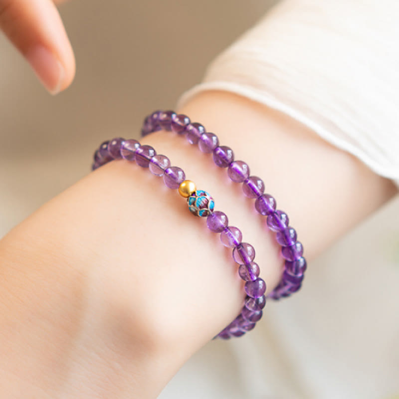 Wear FengShui Natural Amethyst Lotus Spiritual Awareness Bracelet